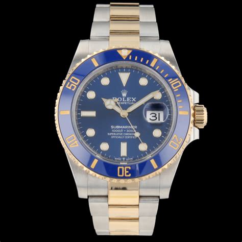 rolex submariner gold blaues zifferblatt|blue gold Rolex Submariner price.